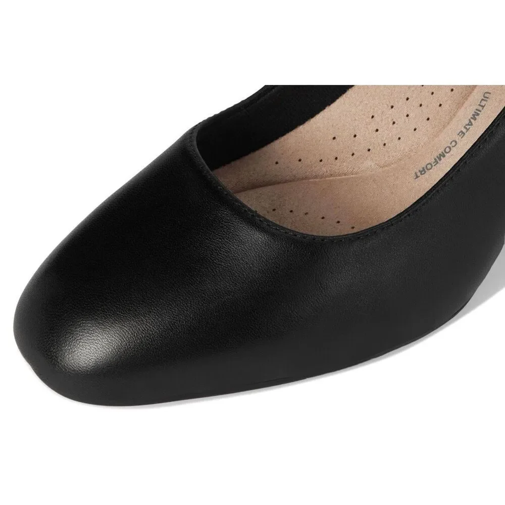 NWT CLARKS Womens Olivette‎ Pearl Black Leather Dress Shoes 11 Slip On Wedge NEW
